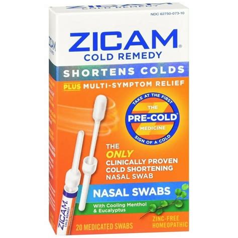 Zicam Cold Remedy Nasal Swabs Plus Multi Symptom Relief 20 Ct Pack Of 2