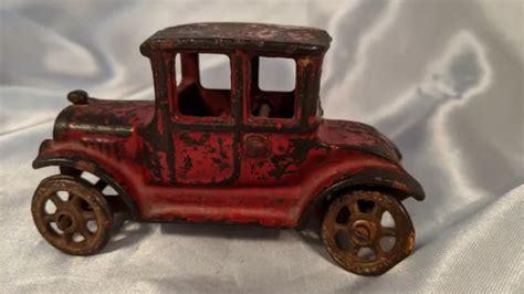 ORIGINAL S HUBLEY Cast Iron Red Model T Ford Coupe Car Antique Automobile PicClick