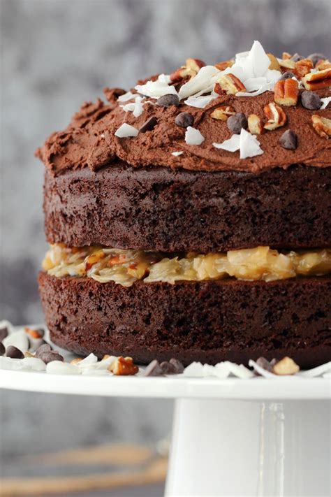 Bake for 30 minutes or until cake springs bake when lightly pressed in center. Moist and rich 2-layer vegan German chocolate cake with a ...