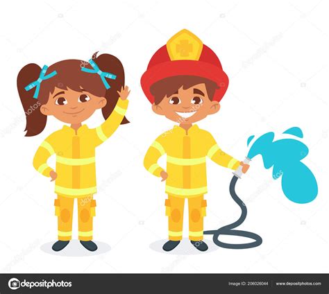 Kids In Firefighter Uniform Stock Vector Image By ©tkronalter9gmail
