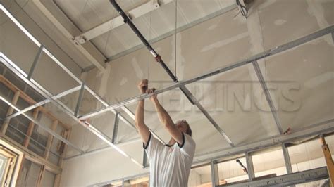 You have to lay out the grid, with mains at four foot centers. Drywall Suspended Grid Showroom | Drywall Suspended ...