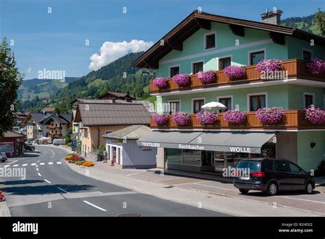 Wagrain Austria August 05 2018 Central Street And Houses With