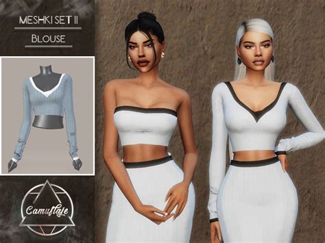 The Sims Resource Camuflaje Meshki Ii Set Blouse