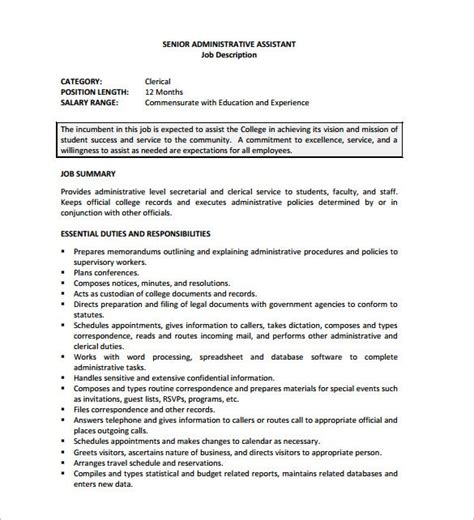 The following description of the administrative assistant job. Administrator Job Description Sample - Mryn Ism