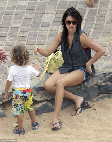 Penelope Cruz Shows Off Stunning Figure In Red Swimsuit On Spanish Beach Daily Mail Online