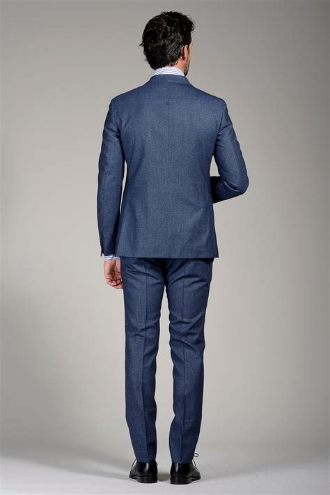 Angelico Sugar Blue Suit Slim Structured Suits For Man Made Of Wool Navy