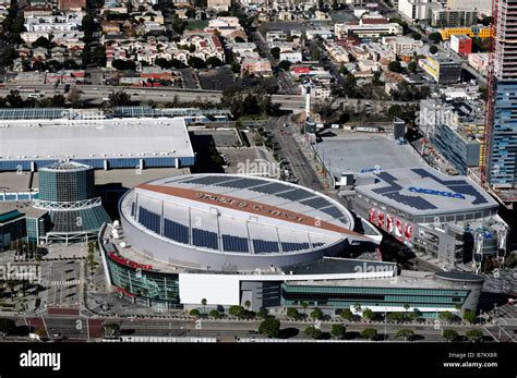 Staples Centre Center Aerial View Overhead Los Angeles Lakers Stock