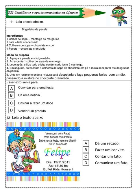 Gênero Textual Bilhete 2 Ano