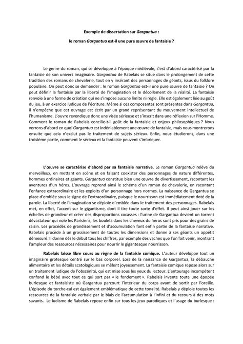 Dissert Gargantua - Exemple de dissertation sur Gargantua : le roman