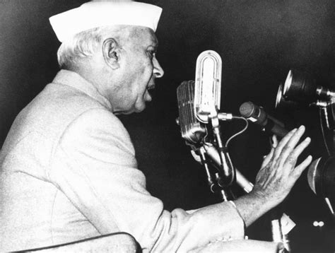 Indias Prime Minister Jawaharlal Nehru Addressing A Defense Rally In