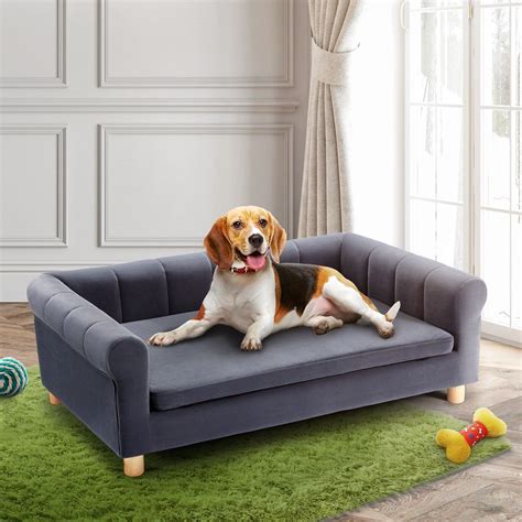 Petscene Xl Pet Bed Chaise Style Dog Bed Couch Sofa Lounge Dark Grey