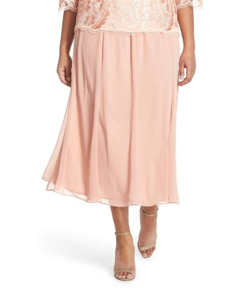 Alex Evenings Chiffon Skirt Plus Size In Pink Lyst