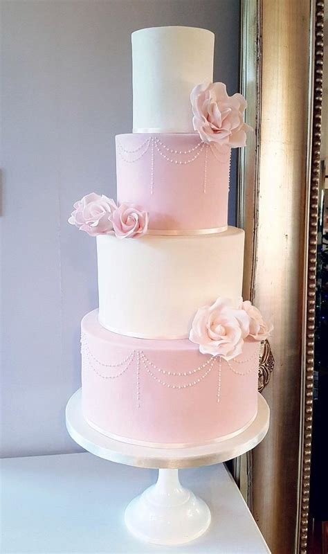 Blush Pink And Ivory Rose Wedding Cake Decorated Cake Cakesdecor