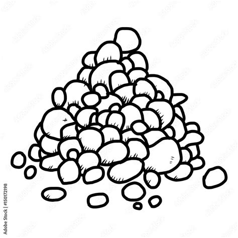 Pebble Cartoon Vector And Illustration Black And White Hand Drawn