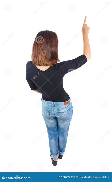 Back View Of Pointing Woman Beautiful Girl Stock Photo Image Of