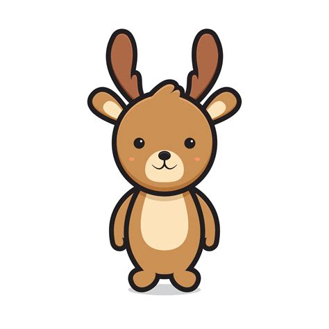 Cute Deer Cartoon Character Smile Face 2084024 Vector Art At Vecteezy