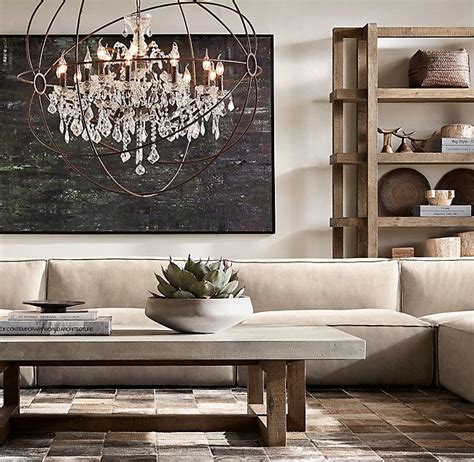 All tables are sanded smooth, stained, and then sealed with a top coat so they are protected from spills and food. RH's Heston Rectangular Coffee Table:Interlocking planes ...