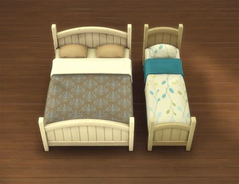 Sssvitlans Rustic Bed Frames By Plasticbox Sims 4a Matching Single