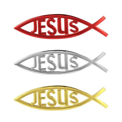 1pc 3d Christian Jesus Fish Symbol Logo Car Emblem Badge Sticker Decal