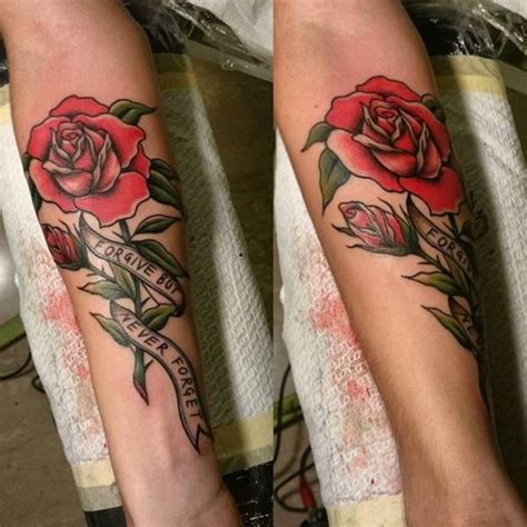 The tattoo consists of a bright red colored rose flower complete with its own stalk. 155 Rose Tattoos: Everything You Should Know (with ...