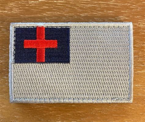 Christian Flag Cross Morale Patch Hook And Loop Backing Etsy