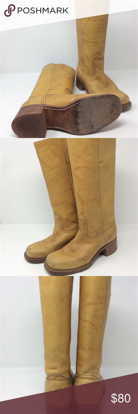 Frye campus boots banana leather with stacked heel womens size. Frye Campus Boots Banana color Frye Campus Boots. Used condition but lots of life left. Frye ...