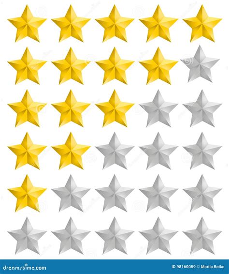 Rating Golden Stars Set Stock Vector Illustration Of Classify 98160059