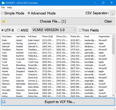 Csv To Vcf Converter For Pc Excel To Vcf Vovsoft