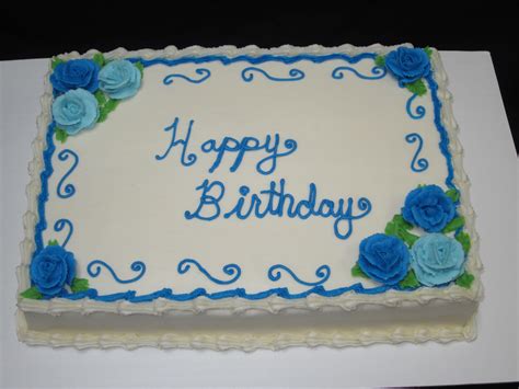 Classic Sheet Cake With Blue Buttercream Roses For A With Images