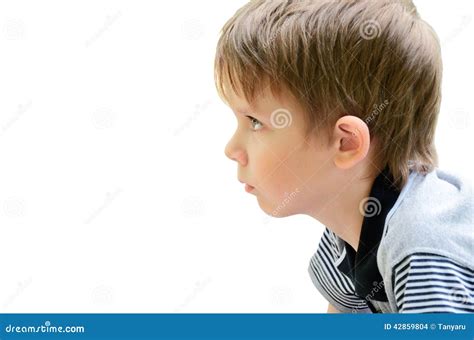 Portrait Of A Little Boy In Profile Stock Photo Image Of Isolated