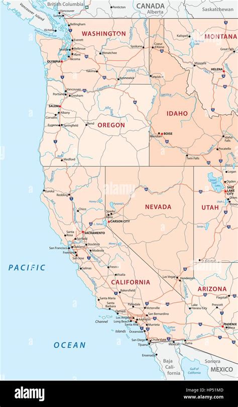 West Coast Usa Map Hi Res Stock Photography And Images Alamy