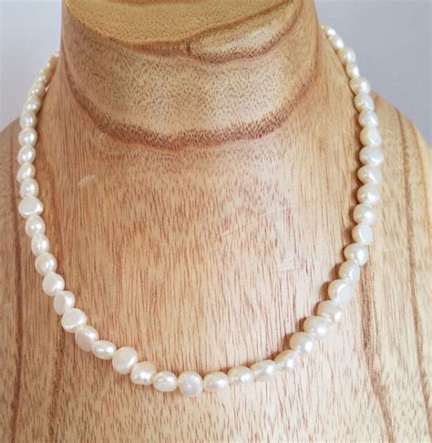 Vintage Freshwater Pearl Single Strand Necklace Sterling Silver Clasp