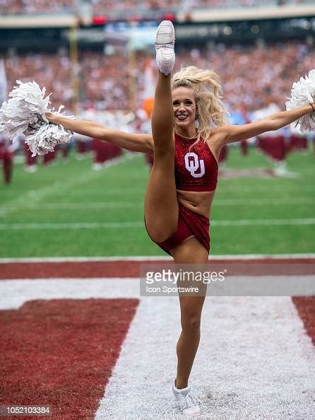 The Oklahoma Sooners Cheerleaders Entertain The Crowd During The Red