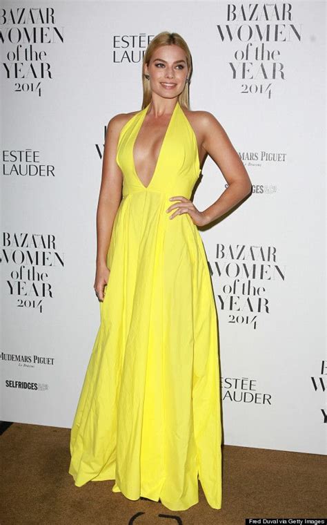 Margot Robbie Shines In Canary Yellow Dress Prom Dresses Yellow