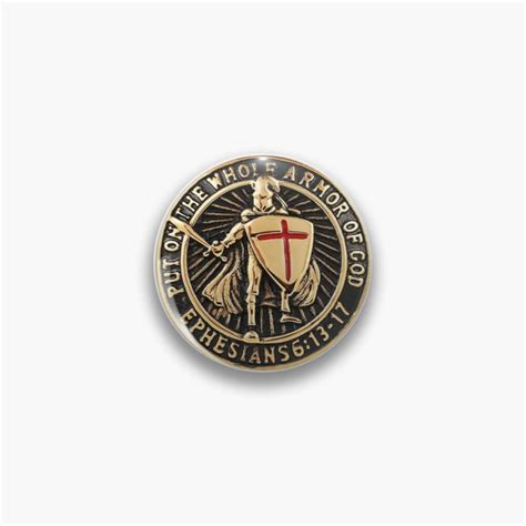 Armor Of God Christian Crusader Knight With Sword And Shield Pin For