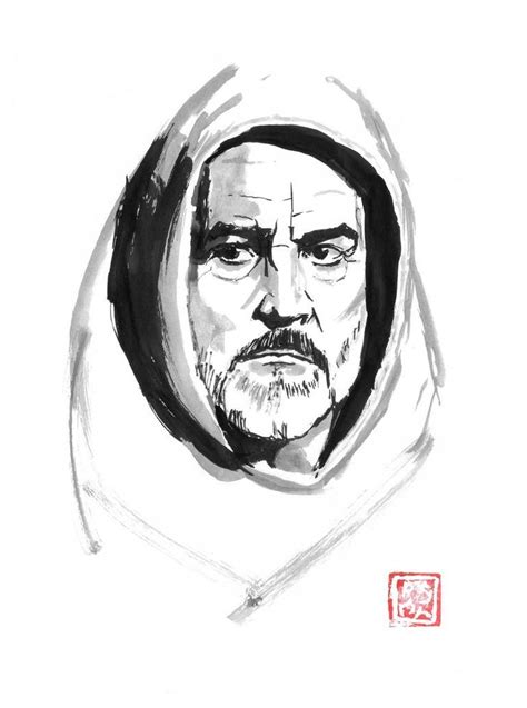 Sean Connery In The Name Of The Rose Drawing Sean Connery Cinema Art Sumi E Painting