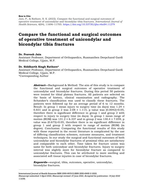 Pdf Compare The Functional And Surgical Outcomes Of Operative