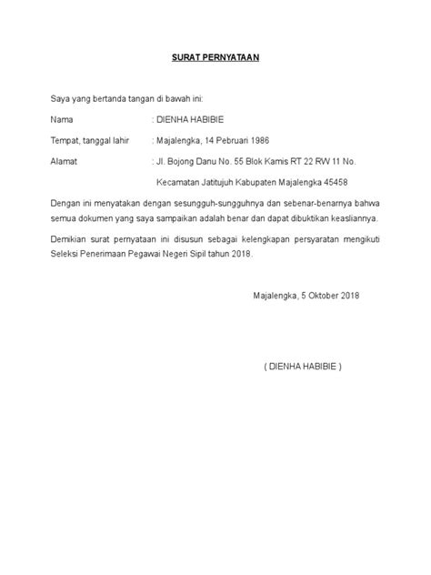 03 Format Surat Pernyataan Keaslian Dokumen Pdf