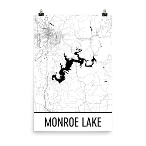 Monroe Lake Indiana Monroe Lake In Monroe Lake Map Indiana Etsy