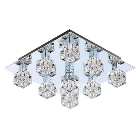 4479 9 Searchlight Cool Ice Chrome 9 Light Fitting With Ice Cube Glass