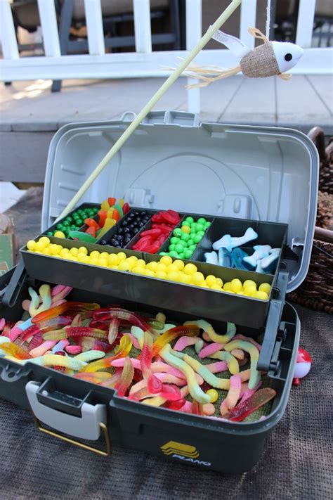 ~ supplies~ •colored tissue paper •ribbon. Candy Station all edible tackle/fish bait | Camoflauge ...