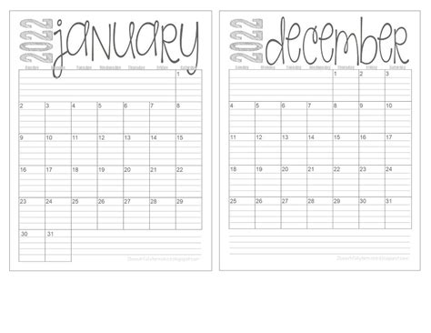 2022 lined monthly calendars portrait 85x11 jan dec etsy