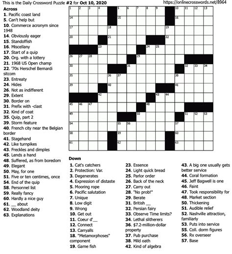 Bored with your current crossword puzzles and looking for a new challenge? Puzzles for Oct 9-12 2020 - IEyeNews