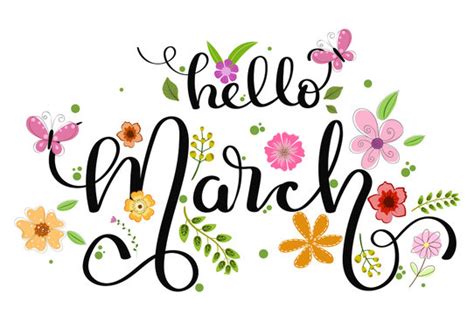 March Hello Hello March Word Lettering Royalty Free Vector Image