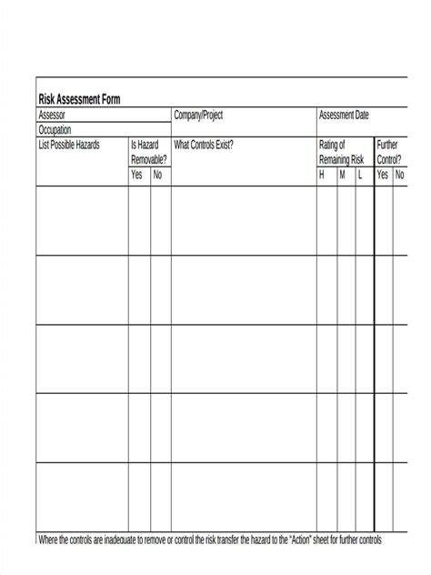 Free Standard Risk Assessment Forms In Pdf Ms Word Kulturaupice