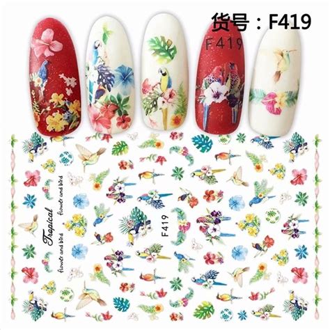6 sheets self adhesive 3d nail decal stickers creative manicure nail art decoration nails