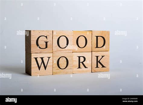 Wooden Cubes With Lettering Spelling Good Work Business Concept Stock