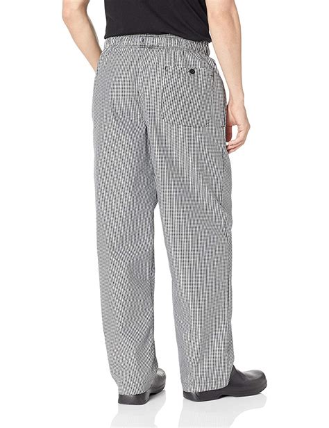 Chef Works Mens Essential Check Baggy Chef Pants Black Black Size
