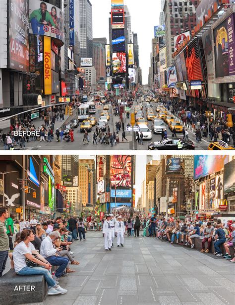 Times Squares Transformation Into A Pedestrian Friendly Space Captured