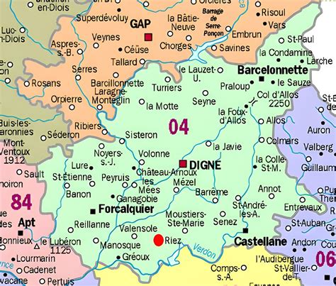 Carte Des Principales Communes Des Alpes De Haute Provence
